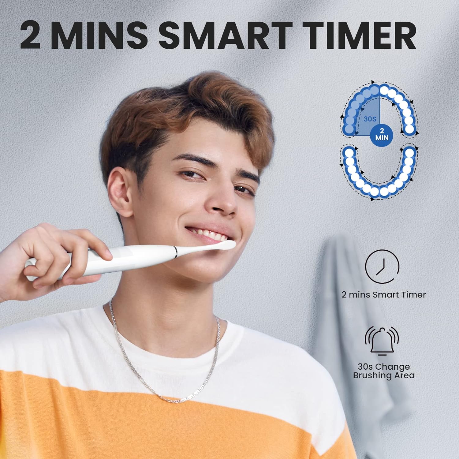 Oclean Electric Toothbrush for Adults, Sonic Toothbrush Soft Gum Care, Whitening, 180 Days Battery Life, IPX7 Waterproof, 76000 VPM Motor, USB C Rechargeable, White-4