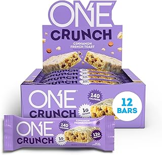 ONE Crunch Protein Bars, Cinnamon French Toast, Gluten Free Protein Bars with 12g Protein and 1g Sugar, Pantry Staples, 2.12 oz (12 Count)