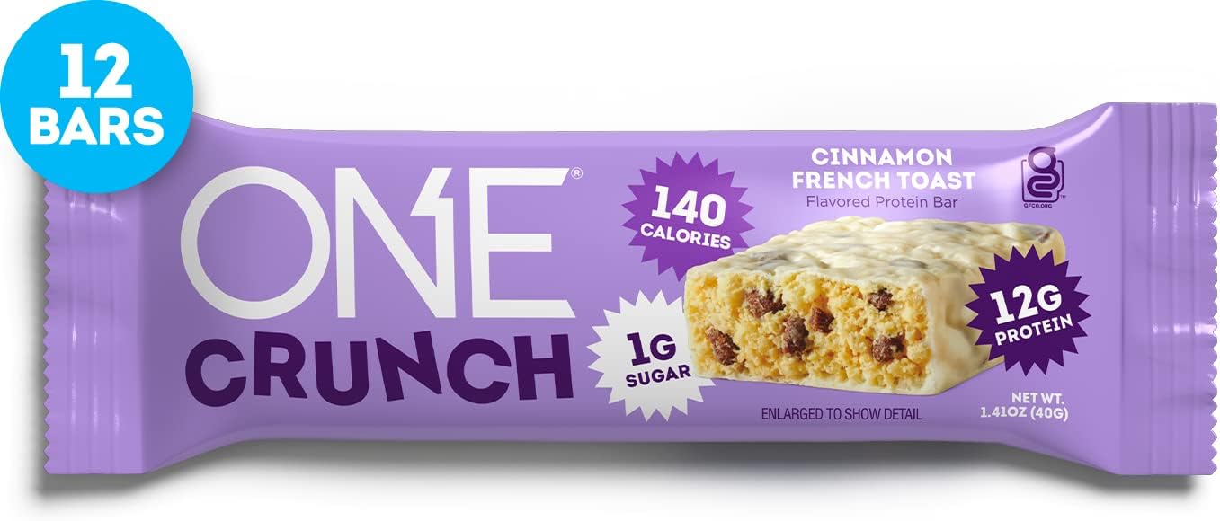 ONE Crunch Protein Bars, Cinnamon French Toast, Gluten Free Protein Bars with 12g Protein and 1g Sugar, Pantry Staples, 2.12 oz (12 Count)-2