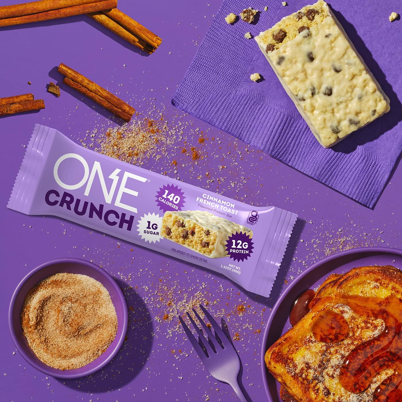 ONE Crunch Protein Bars, Cinnamon French Toast, Gluten Free Protein Bars with 12g Protein and 1g Sugar, Pantry Staples, 2.12 oz (12 Count)-4