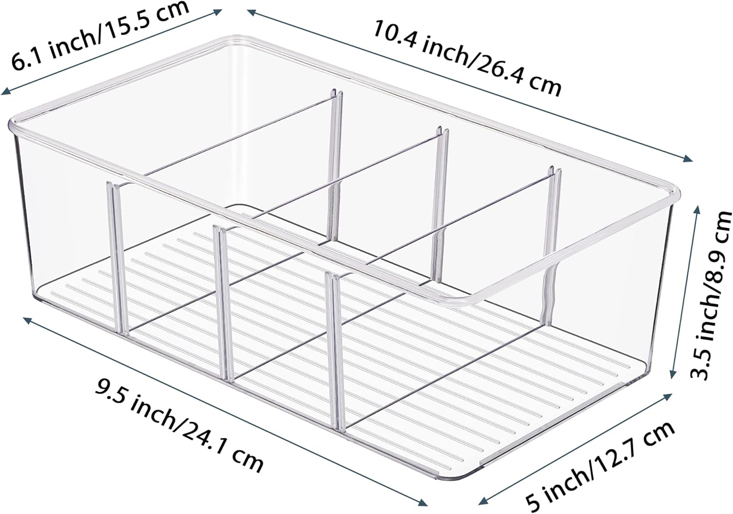 Vtopmart 8 Pack Food Storage Organizer Bins, Clear Plastic Bins for Pantry, Kitchen, Fridge, Cabinet Organization and Storage, 4 Compartment Holder for Packets, Snacks, Pouches, Spice Packets-2