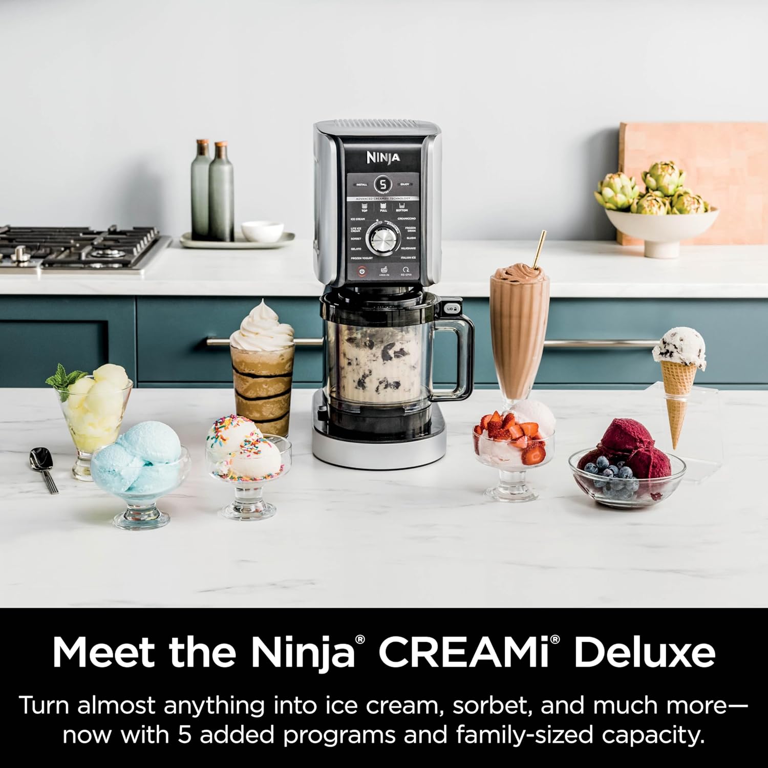 Ninja CREAMi Deluxe 11-in-1 Ice Cream & Frozen Treat Maker for Ice Cream, Sorbet, Milkshakes, Frozen Yogurt, & More, 11 Programs, XL Capacity, Silver, Includes (2) Family-Sized 24 oz. Tubs-1