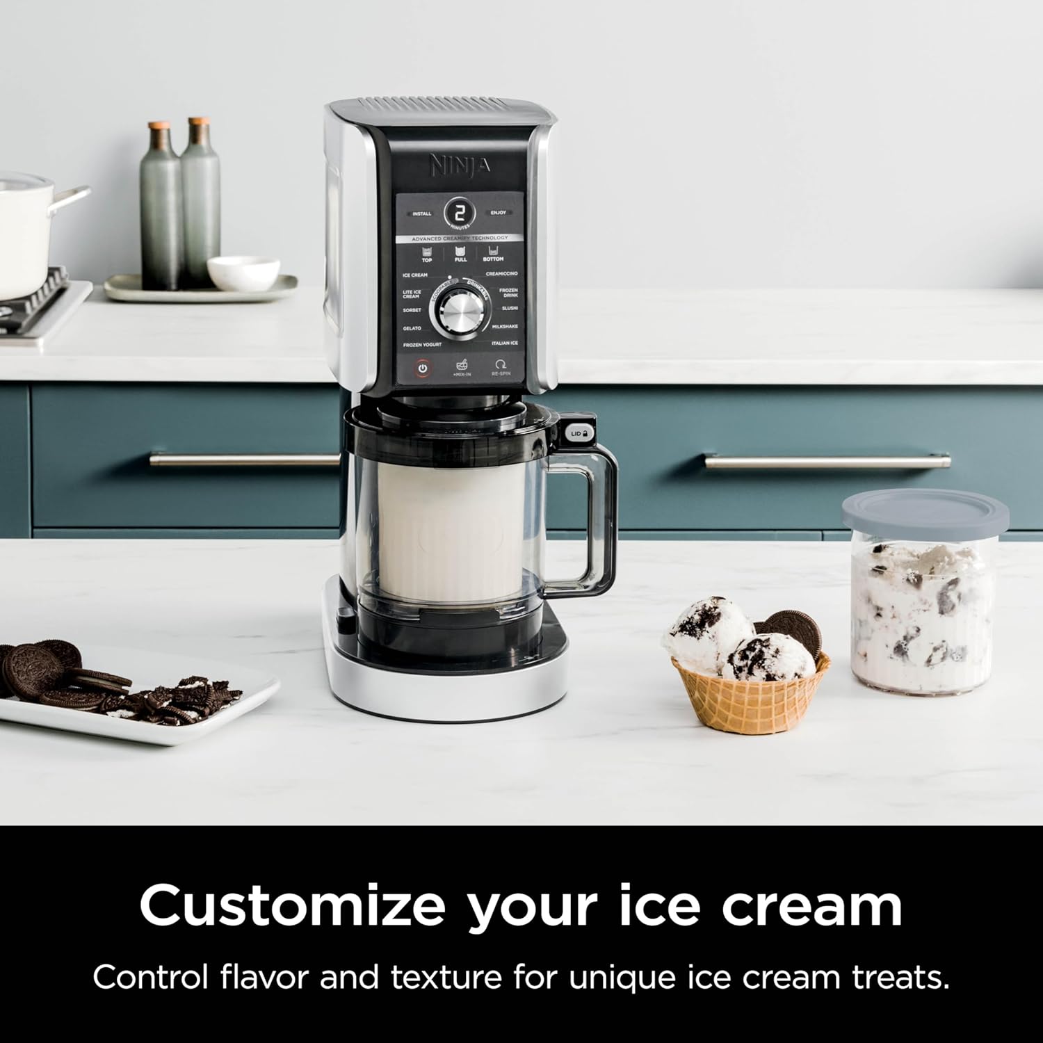 Ninja CREAMi Deluxe 11-in-1 Ice Cream & Frozen Treat Maker for Ice Cream, Sorbet, Milkshakes, Frozen Yogurt, & More, 11 Programs, XL Capacity, Silver, Includes (2) Family-Sized 24 oz. Tubs-2