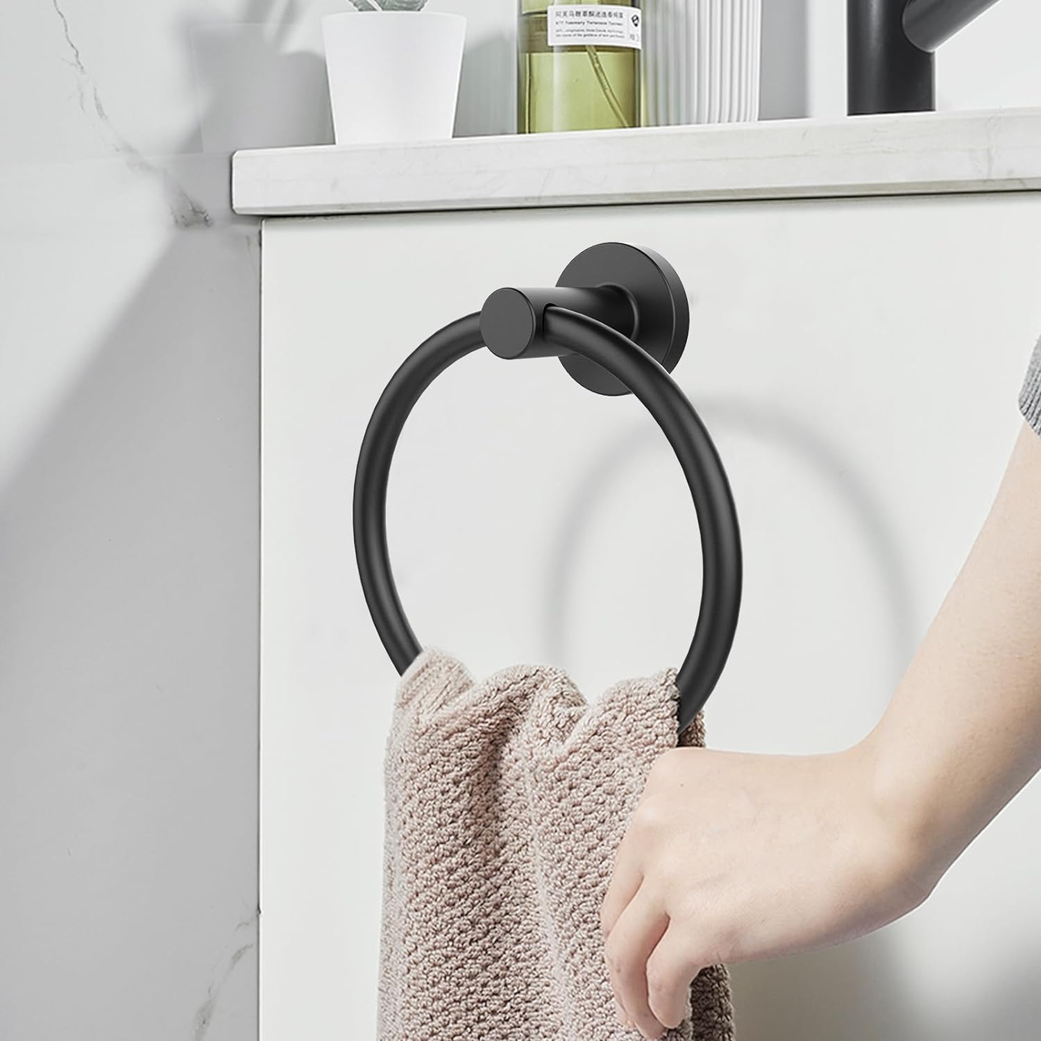 SetSail Towel Holder for Bathroom Wall Matte Black Towel Ring 304 Stainless Steel Hand Towel Holder Heavy Duty Towel Hanger for Bath, Kitchen-6