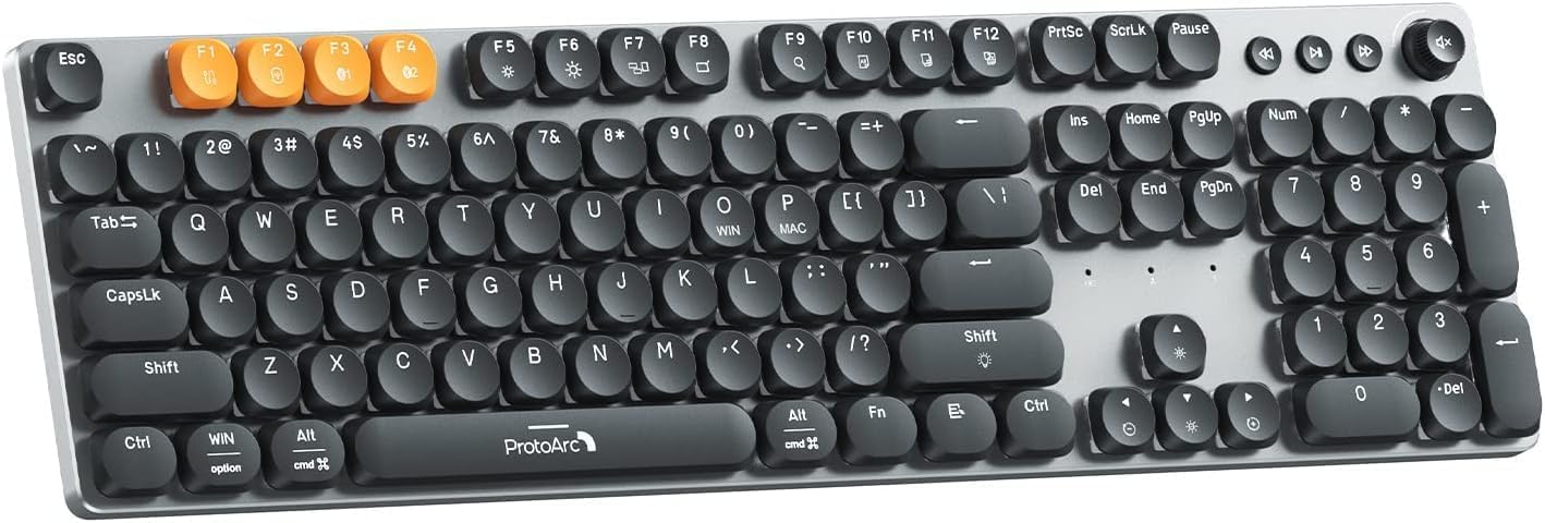 ProtoArc Bluetooth Mechanical Keyboard for Office, MECH K300 Wireless Tactile Quiet Comfortable Keyboard with Backlit Keys, 2.4G/USB-C/Bluetooth, Rechargeable, Programmable for Mac/Windows/Android-0