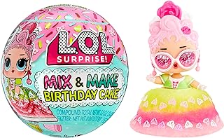 LOL Surprise Mix & Make Birthday Cake Tots with Collectible Doll, DIY Cake Dress, Cake Making and Decorating, Ingredients and Glitter Sprinkles, Cake Dress Doll- Great Gift for Girls Age 3+