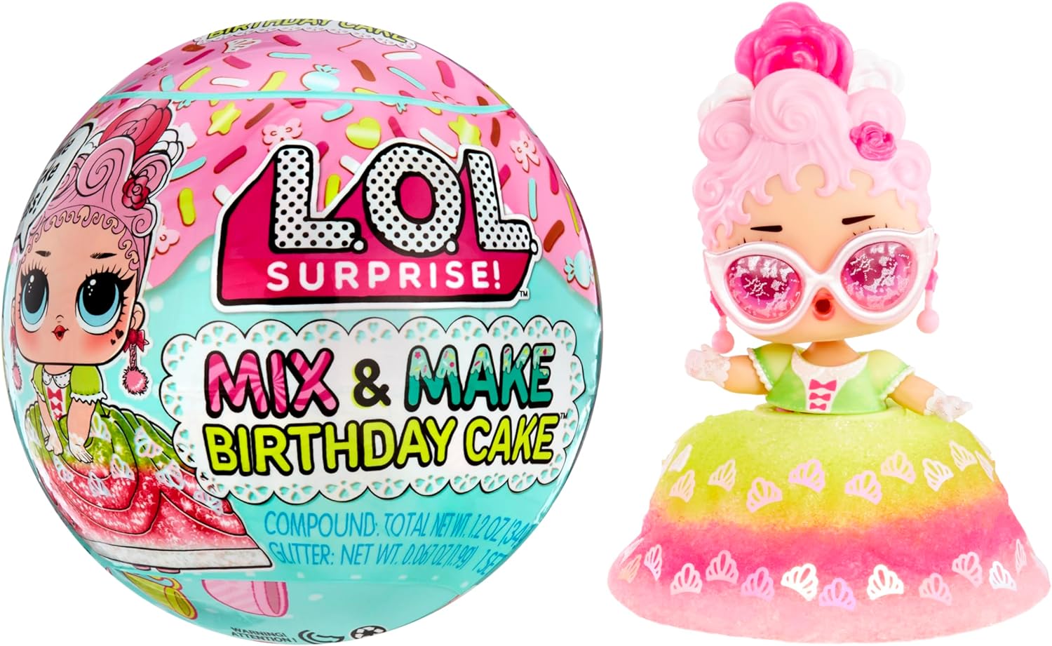 LOL Surprise Mix & Make Birthday Cake Tots with Collectible Doll, DIY Cake Dress, Cake Making and Decorating, Ingredients and Glitter Sprinkles, Cake Dress Doll- Great Gift for Girls Age 3+-0