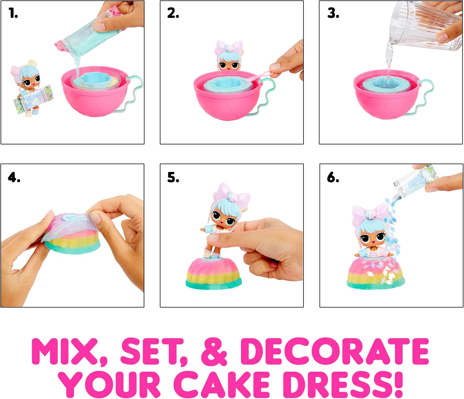 LOL Surprise Mix & Make Birthday Cake Tots with Collectible Doll, DIY Cake Dress, Cake Making and Decorating, Ingredients and Glitter Sprinkles, Cake Dress Doll- Great Gift for Girls Age 3+-2