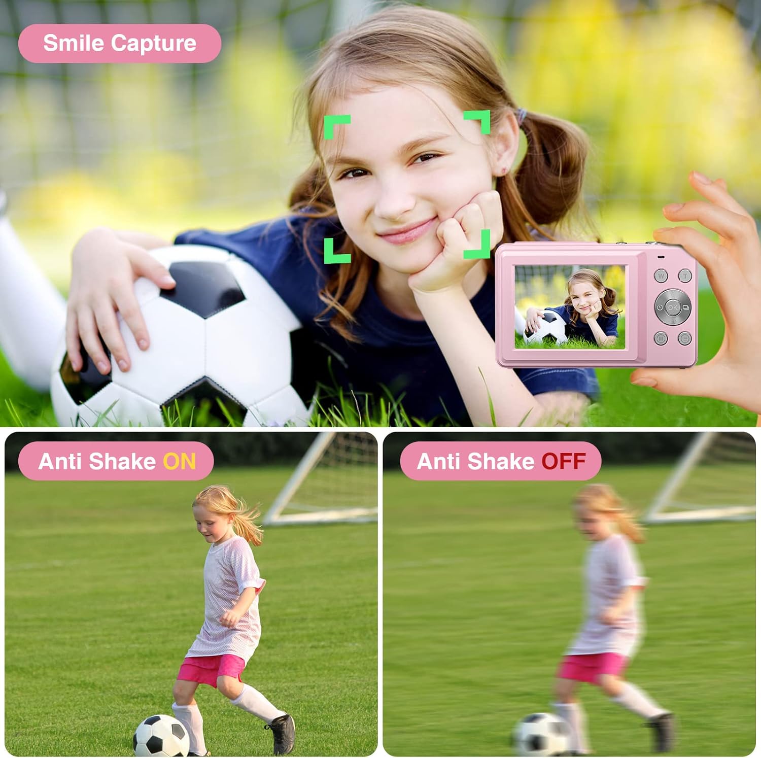 Digital Camera 1080P 44MP Kids Camera Digital Point and Shoot Camera with 32GB Memory Card,16X Zoom Vlogging Camera for Children Boys Girls Students, Pink-5