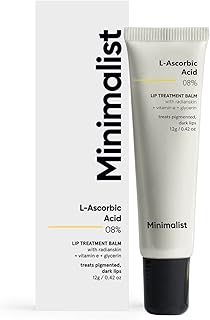 Minimalist Lip Treatment Balm for Lightening Dark Lips, Hydrating & Softening | 8% L-Ascorbic Acid with Vitamin E, Radianskin & Glycerine | For Women & Men | 0.42 Oz / 12 gm