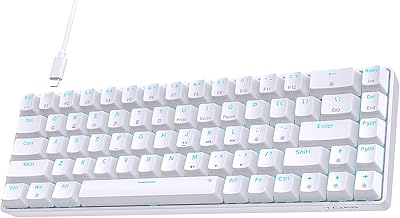 TMKB Gaming Keyboard 60 Percent, LED Backlit Ultra-Compact 68 Keys Mechanical Keyboard with Separate Arrow/Control Keys, T68SE,Blue Switch