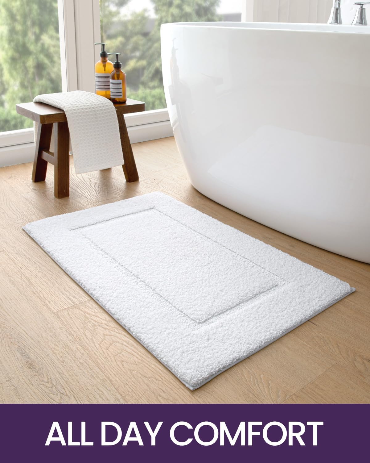 DEXI Bathroom Rug Mat, Ultra Absorbent Soft Bath Rug, Washable Non-Slip Bath Mat for Bathroom Floor, Tub, Shower Room, 24"x16", White-7