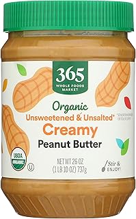 365 By Whole Foods Market, Peanut Butter Creamy Unsweetened No Salt Organic, 26 Ounce