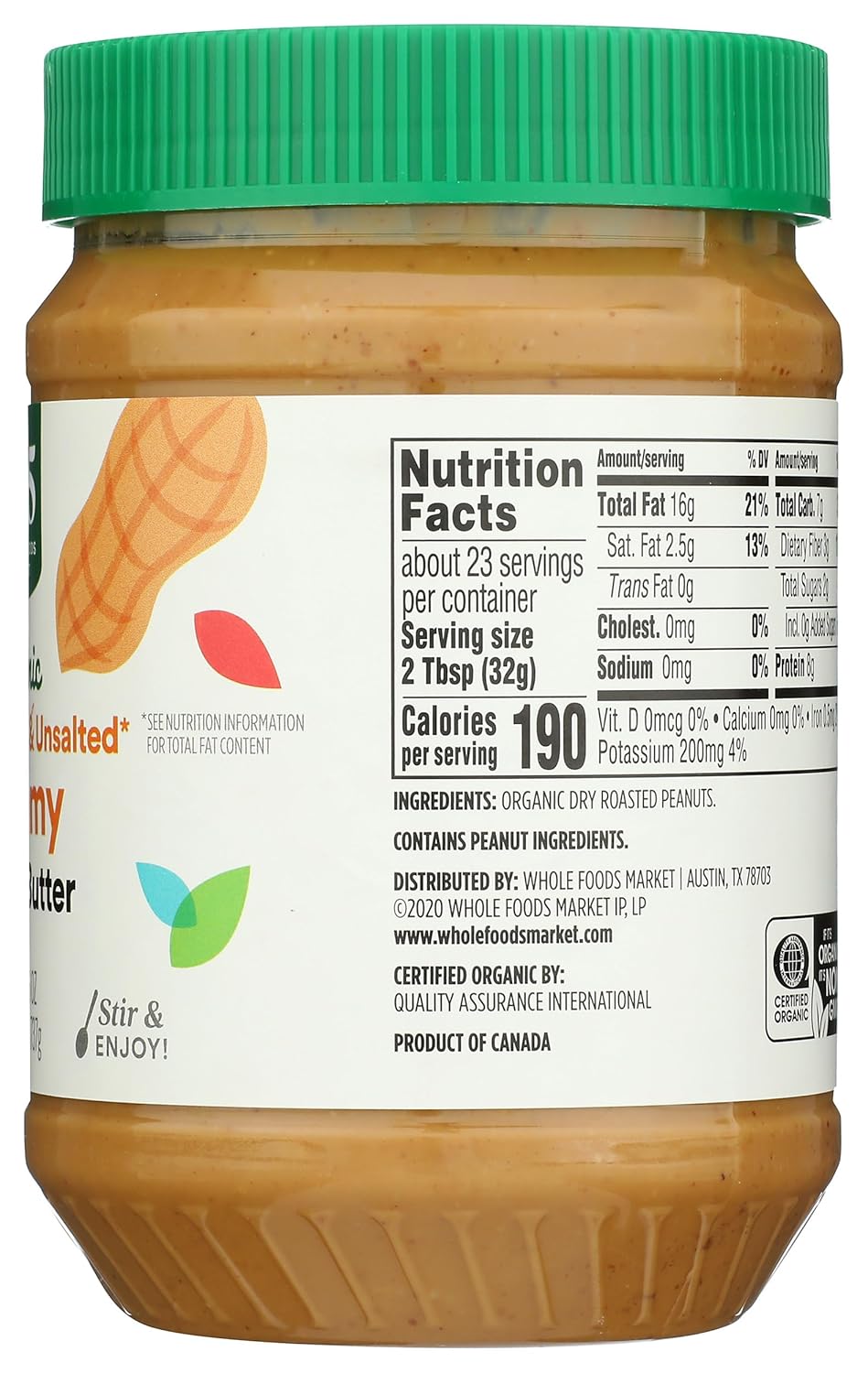 365 By Whole Foods Market, Peanut Butter Creamy Unsweetened No Salt Organic, 26 Ounce-3