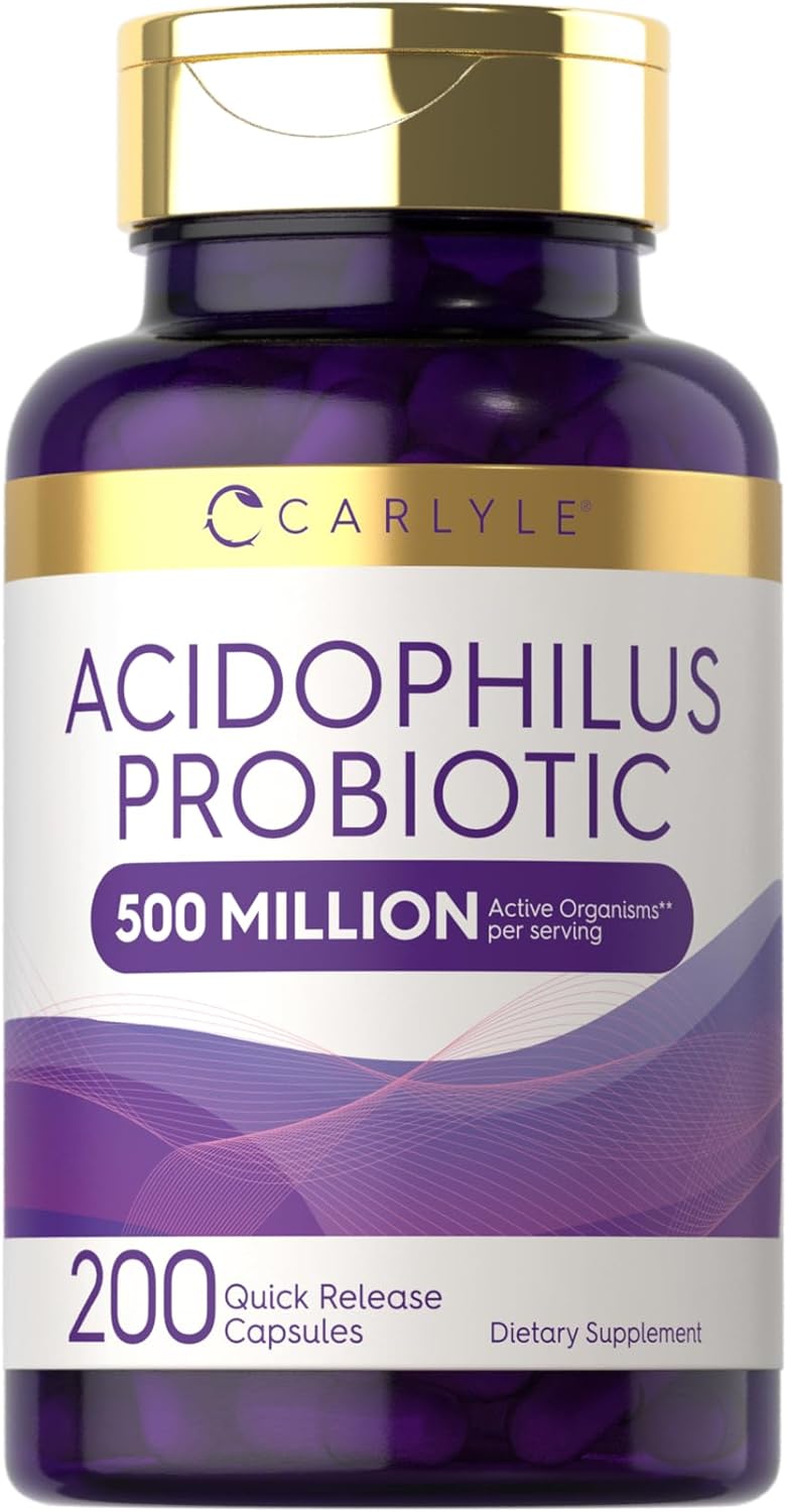 Carlyle Acidophilus Probiotic | 500 Million CFU | 200 Capsules Non-GMO & Gluten Free | Probiotic for Men & for Women-0