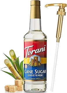 Cane Sugar Syrup Sweetener 25.4 Ounces, Torani Cane Sugar with Little Squirt Syrup Pump