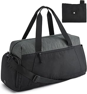 BAGSMART Gym Bags for Men Women, Foldable Travel Duffle Bag, Lightweight Weekender Duffel Bag With Shoe Compartment, Water Resistant Workout Duffle Sports Bag for Travel Yoga, Black