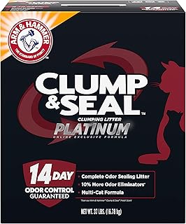 Arm & Hammer Clump & Seal Platinum Multi-Cat Complete Odor Sealing Clumping Cat Litter with 14 Days of Odor Control, 37 lbs, Online Exclusive Formula