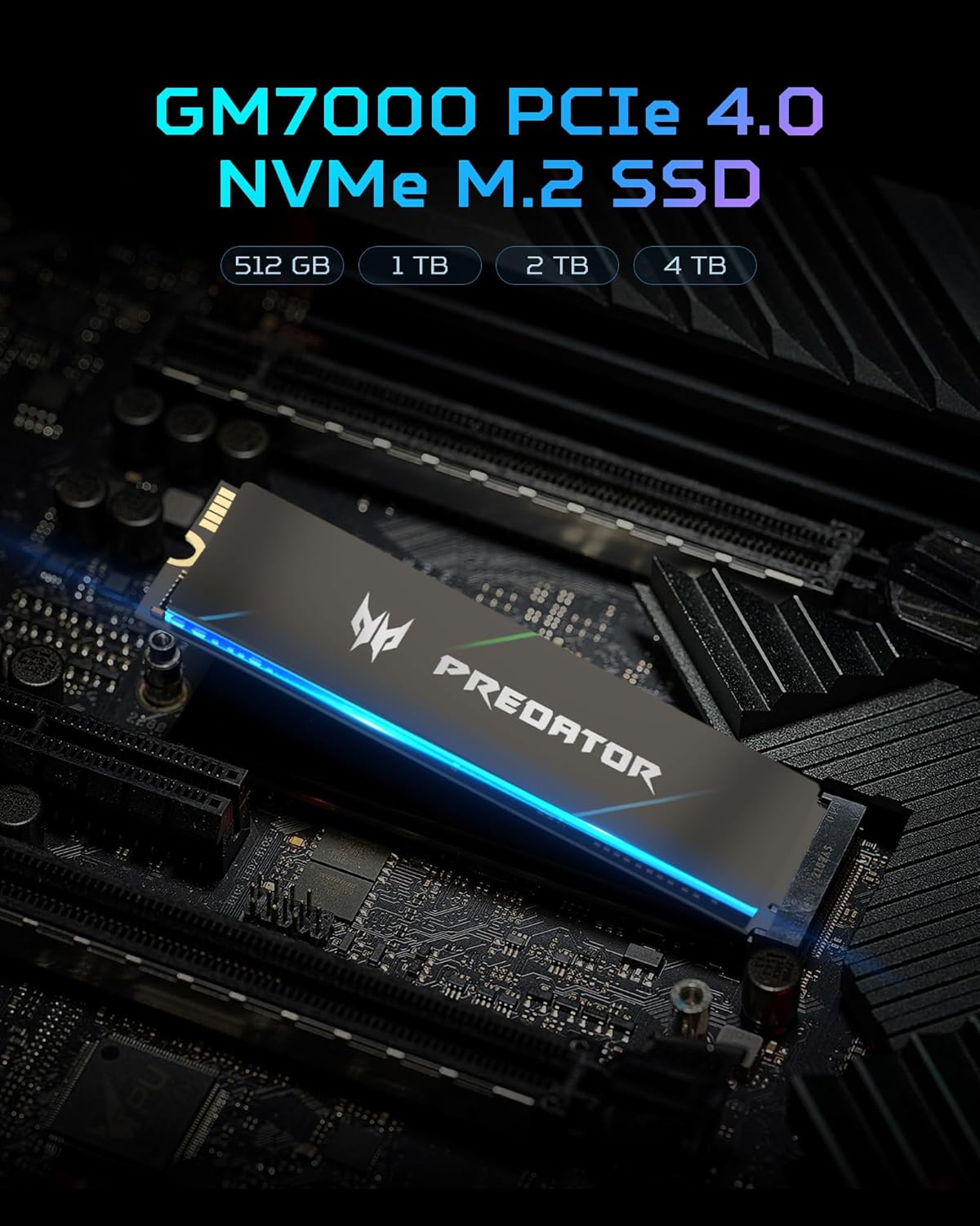 acer Predator GM7000 4TB M.2 SSD 2280 NVMe Gen4 Internal Gaming SSD, Compatible with PS5 Up to 7400MB/s - BL.9BWWR.107-6