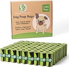 GREENER WALKER Poop Bags for Dog Waste, 1080 Doggy Waste Bags Extra Thick Strong 100% Leak-Proof (Green)