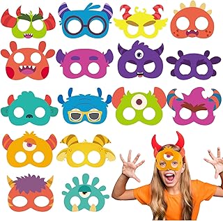 Marsui 32 Pcs Masks with Monster Pattern for Kids Mask of Monster Pattern Themed Party Favors Birthday Supplies Kids Boys Girls Little Costumes Dress up Cosplay Baby Shower Photo Props, 16 Styles