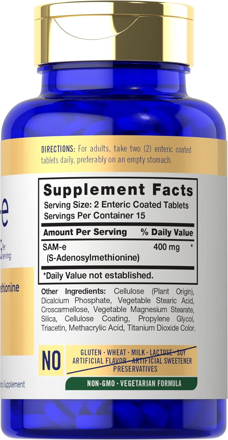 Carlyle SAM-e 400mg Supplement | 30 Tablets | S-Adenosyl Methionine Pills | Vegetarian, Non-GMO, Gluten Free-1