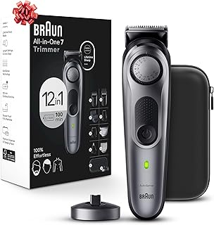 Braun All-in-One Style Kit Series 7 7440, Holiday Gifts for Men, Shaving Kit with 12-in-1 Trimmer for Beard, Body, Manscaping, Hair Clippers & More