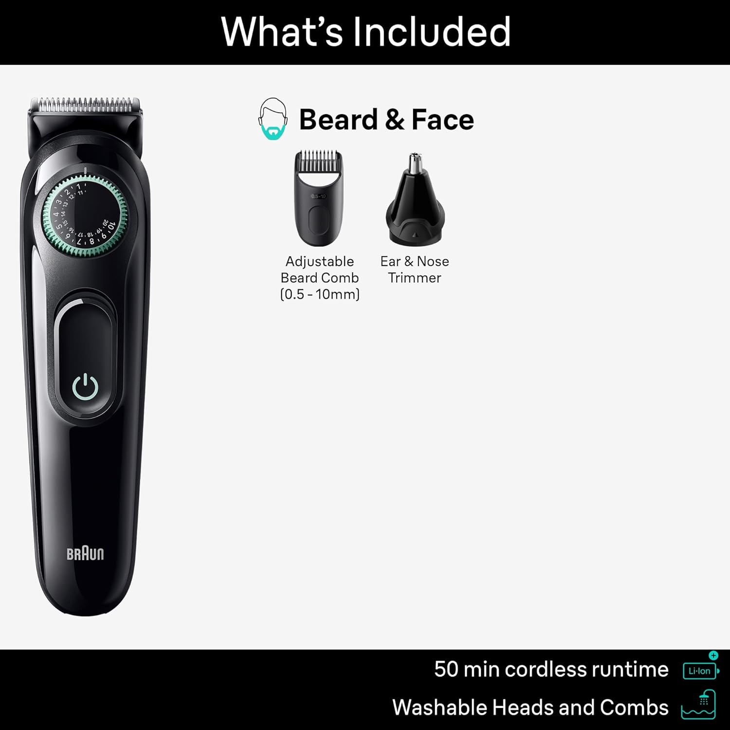 Braun All-In-One Style Kit Series 3 3430, 3-in-1 Trimmer for Men with Beard Trimmer, Ear & Nose Trimmer, Hair Clippers, Ultra-Sharp Blade, 20 Length Settings, Washable-1