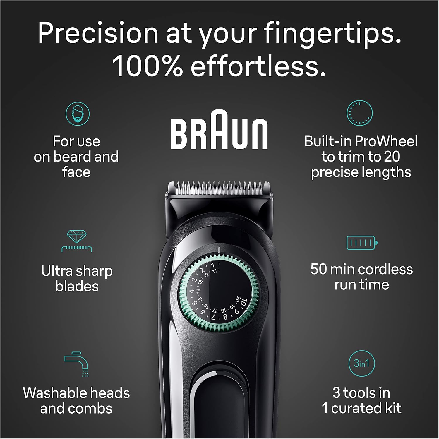 Braun All-In-One Style Kit Series 3 3430, 3-in-1 Trimmer for Men with Beard Trimmer, Ear & Nose Trimmer, Hair Clippers, Ultra-Sharp Blade, 20 Length Settings, Washable-2