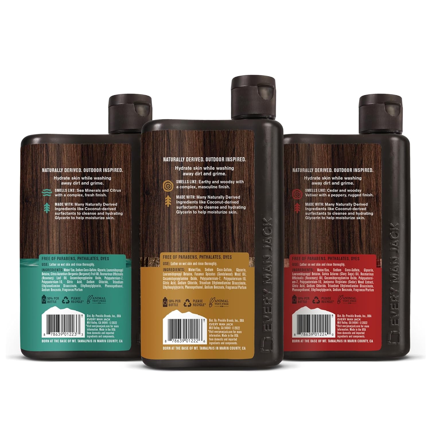 Every Man Jack Men's Body Wash Variety Pack - Includes 3 Body Washes with Natural Ingredients & Incredible Scents - Amber + Sandalwood, Cedar + Red Sage, Sea Minerals + Citron Fragrances (3 Pack)-7