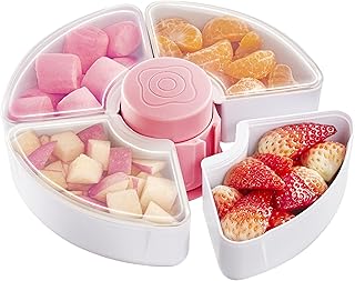 HEETA Baby Food Storage Container, Snack Box for Kids with 4 Removable Compartment and Lids, Reusable Snack Containers, Food Grade PP Material, BPA & PVC Free (Pink)