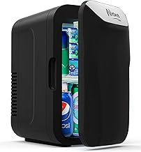 NXONE Mini Fridge,8 Can/6 Liter Small Refrigerator,110VAC/ 12V DC Portable Thermoelectric Cooler and Warmer Freezer Skincare Desk Little Tiny fridge for Cosmetics,Foods, Bedroom,Dorm,Office,and Car