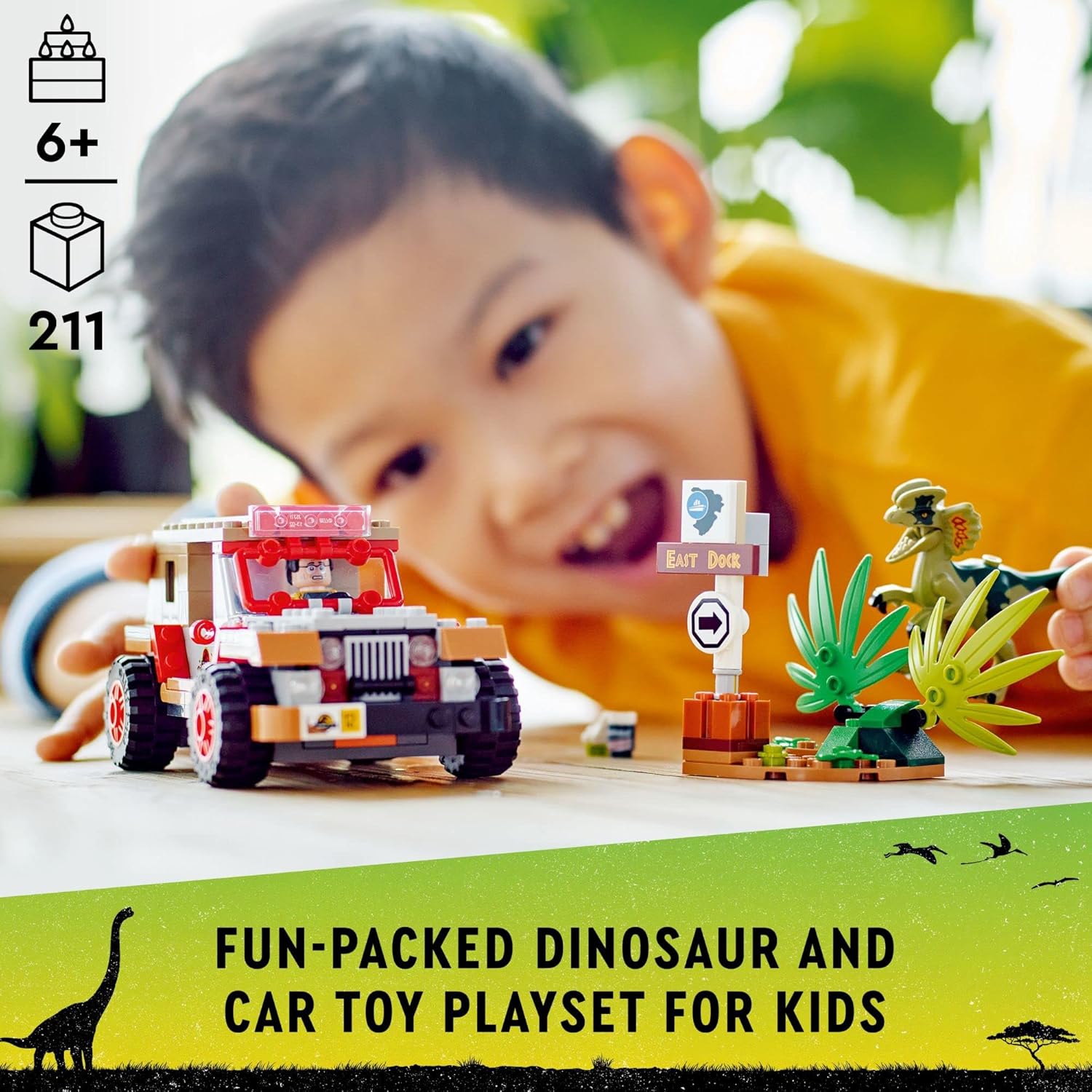 LEGO Jurassic Park Dilophosaurus Ambush 76958 Building Toy Set for Jurassic Park 30th Anniversary, Dinosaur Toy with Dino Figure and Jeep Car Toy; Gift Idea for Grandchildren and Kids Ages 6 and Up-1