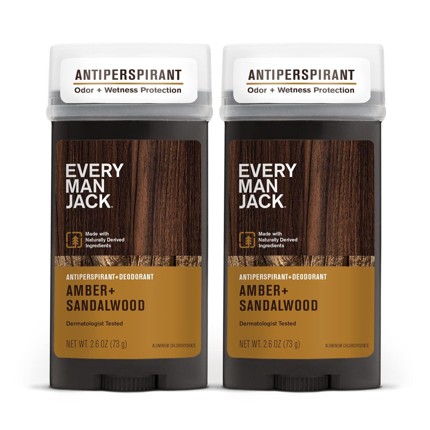 Every Man Jack Men’s Amber + Sandalwood Antiperspirant Deodorant for Men - 24-Hour Odor Protection - 2.6 oz (2 Pack)-0