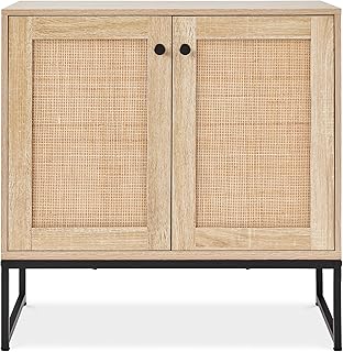 Best Choice Products 2-Door Rattan Storage Cabinet, Accent Furniture, Multifunctional Cupboard for Living Room, Hallway, Kitchen, Sideboard, Buffet Table w/Non-Scratch Foot Pads - Natural