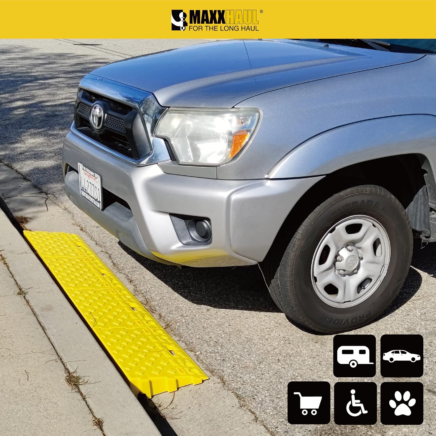 MAXXHAUL 50707 Portable Interlocking Plastic Curb Threshold Ramps Set (Yellow) for Loading Dock, Driveway, Sidewalk for Scooter, Wheelchair, Car, Truck, Motorcycle, Dolly-4