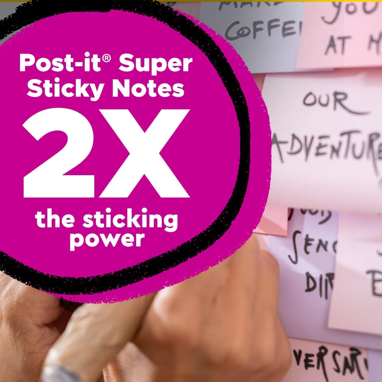 Post-it 100% Recycled Paper Super Sticky Notes 2X The Sticking Power 3x3 in 5 Pads 70 Sheets/Pad Wanderlust Pastels Collection (654R-5SSNRP)-2