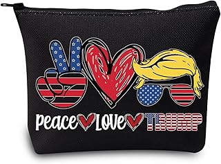 LEVLO Funny Trump Cosmetic Bag Trump 2024 Back Gift Peace Love Trump Makeup Zipper Pouch Bag (Peace Trump Black)