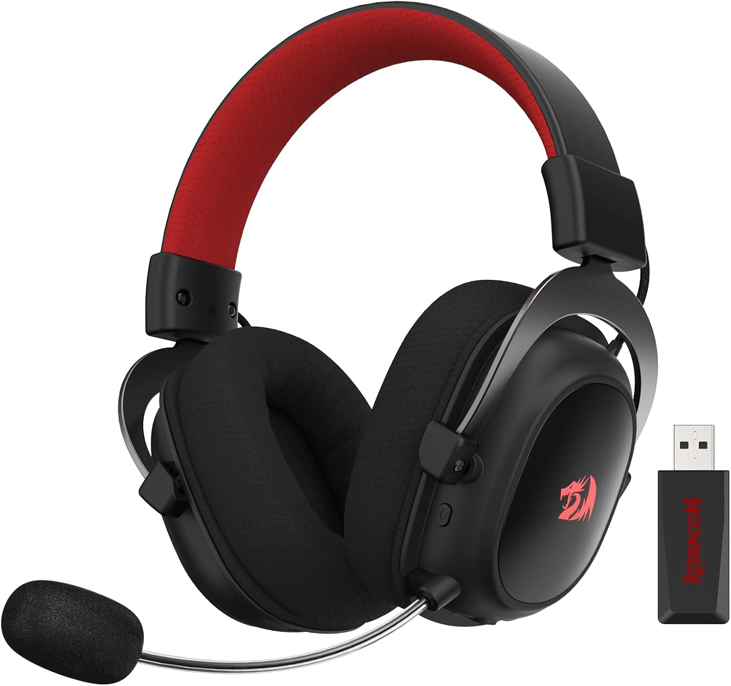 Redragon H510 PRO Zeus-X RGB Wireless Gaming Headset - 7.1 Surround Sound - 53MM Audio Drivers in Memory Foam Ear Pads w/Durable Fabric Cover- Multi Platforms Headphone - USB Powered for PC/PS4/NS-0