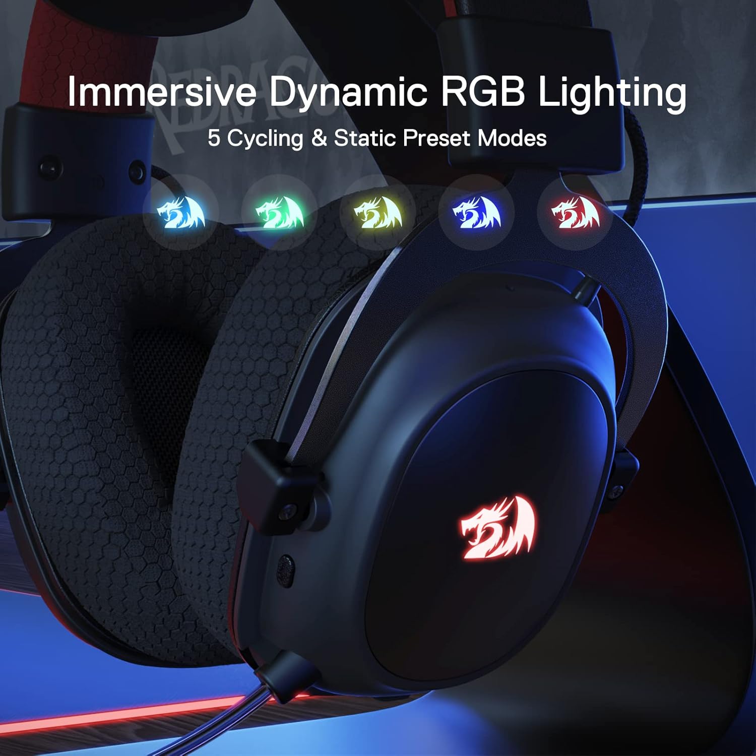 Redragon H510 PRO Zeus-X RGB Wireless Gaming Headset - 7.1 Surround Sound - 53MM Audio Drivers in Memory Foam Ear Pads w/Durable Fabric Cover- Multi Platforms Headphone - USB Powered for PC/PS4/NS-4