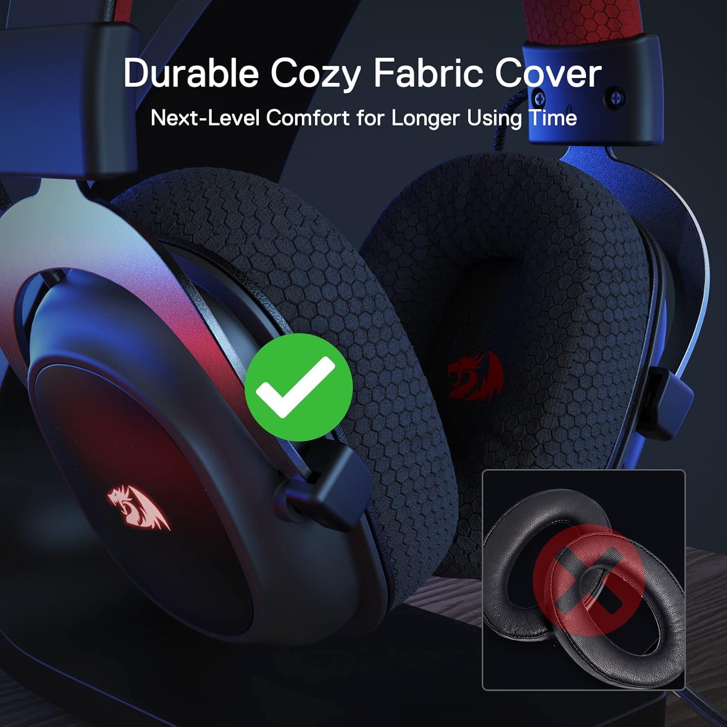 Redragon H510 PRO Zeus-X RGB Wireless Gaming Headset - 7.1 Surround Sound - 53MM Audio Drivers in Memory Foam Ear Pads w/Durable Fabric Cover- Multi Platforms Headphone - USB Powered for PC/PS4/NS-5