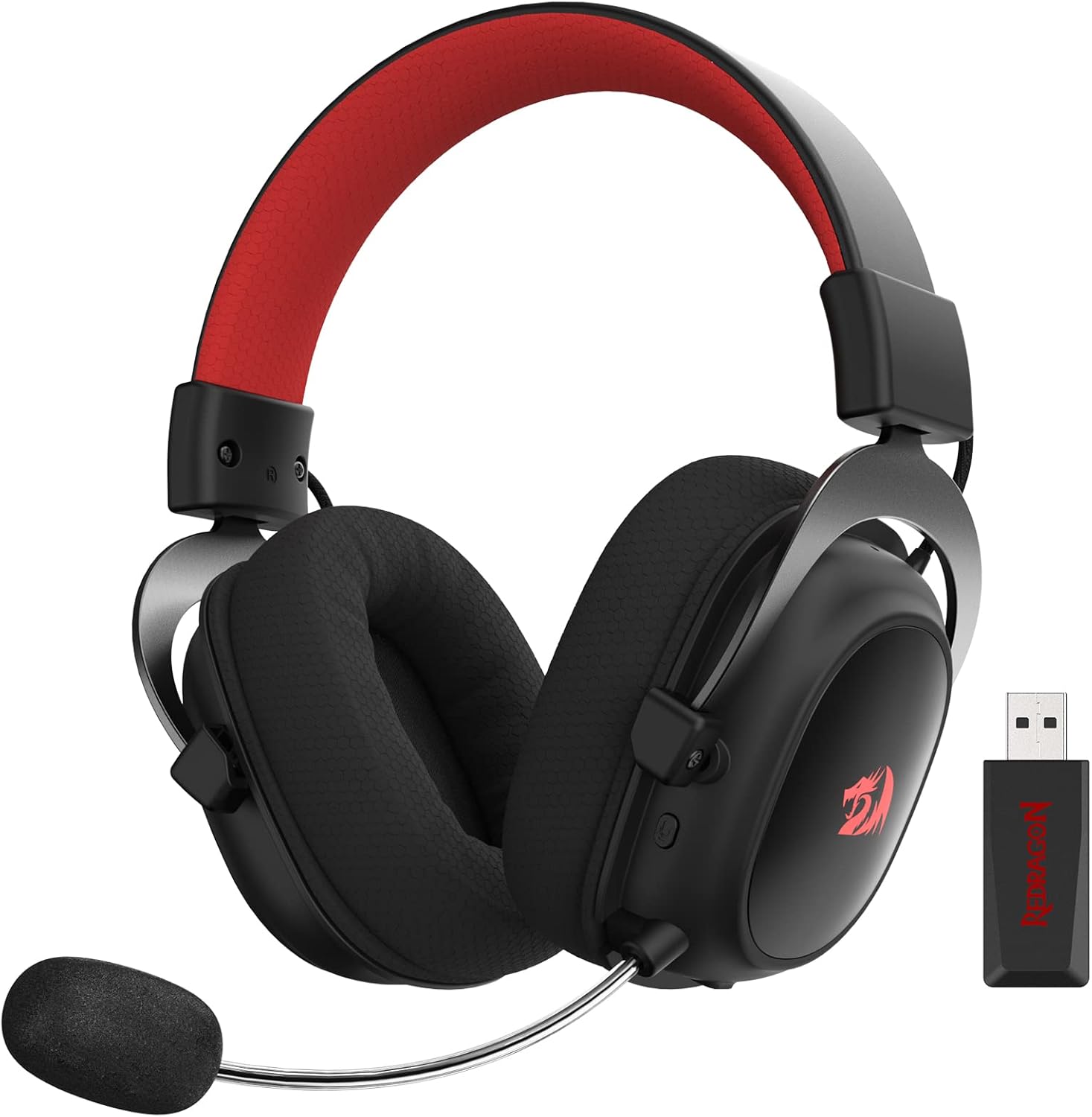 Redragon H510 PRO Zeus-X RGB Wireless Gaming Headset - 7.1 Surround Sound - 53MM Audio Drivers in Memory Foam Ear Pads w/Durable Fabric Cover- Multi Platforms Headphone - USB Powered for PC/PS4/NS-8