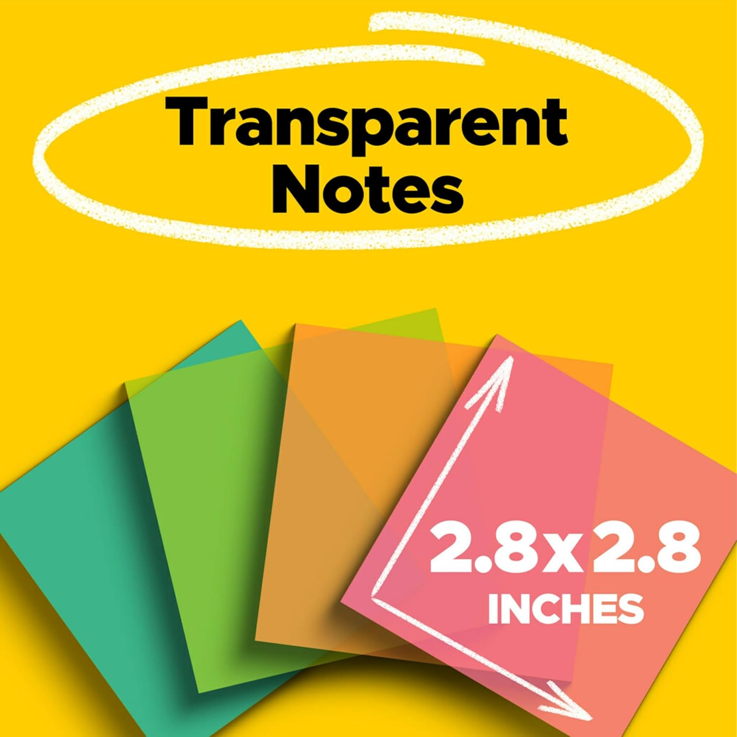 Post-it Colored Transparent Sticky Notes, 3x3 in, 8 Pads/Pack, 36 Sheets/Pad, Sticks Securely and Removes Cleanly-1