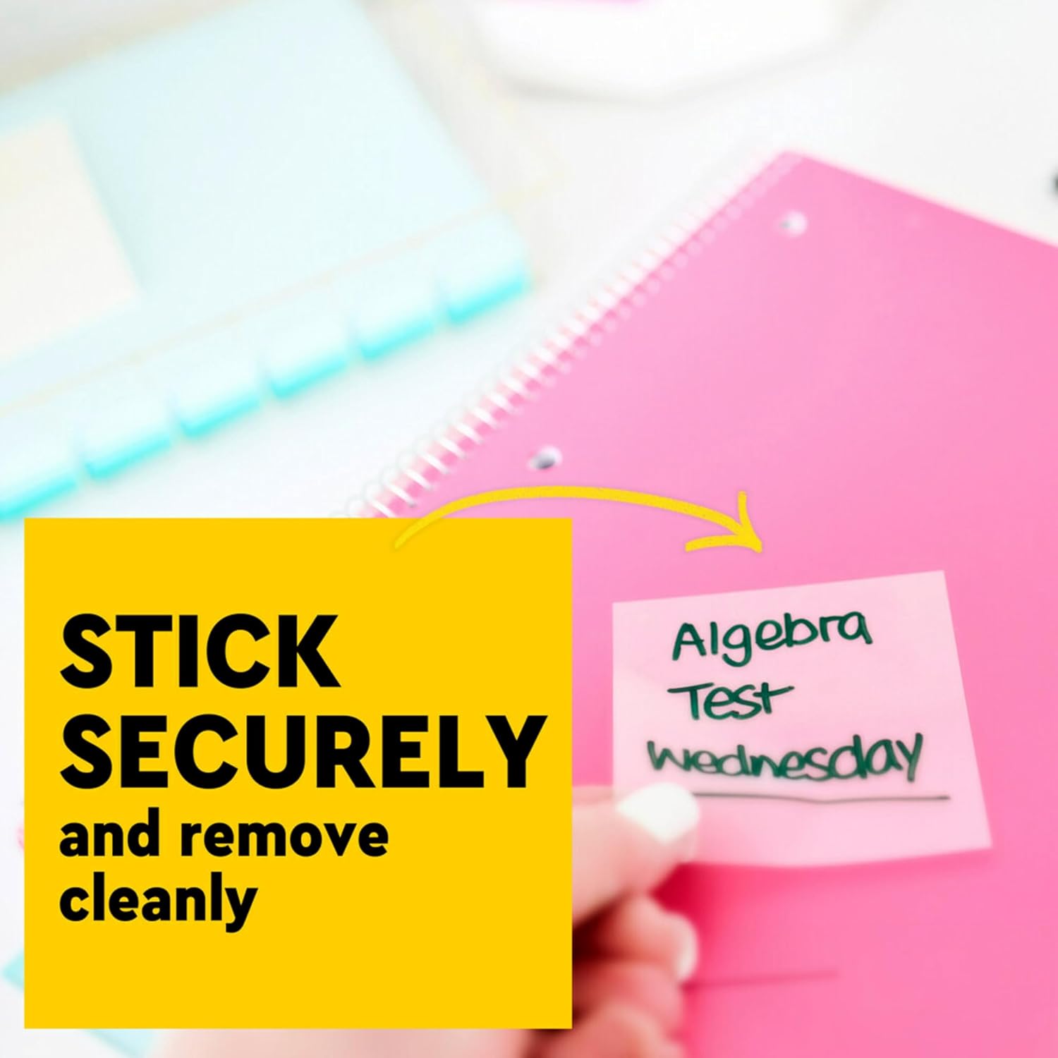 Post-it Colored Transparent Sticky Notes, 3x3 in, 8 Pads/Pack, 36 Sheets/Pad, Sticks Securely and Removes Cleanly-4