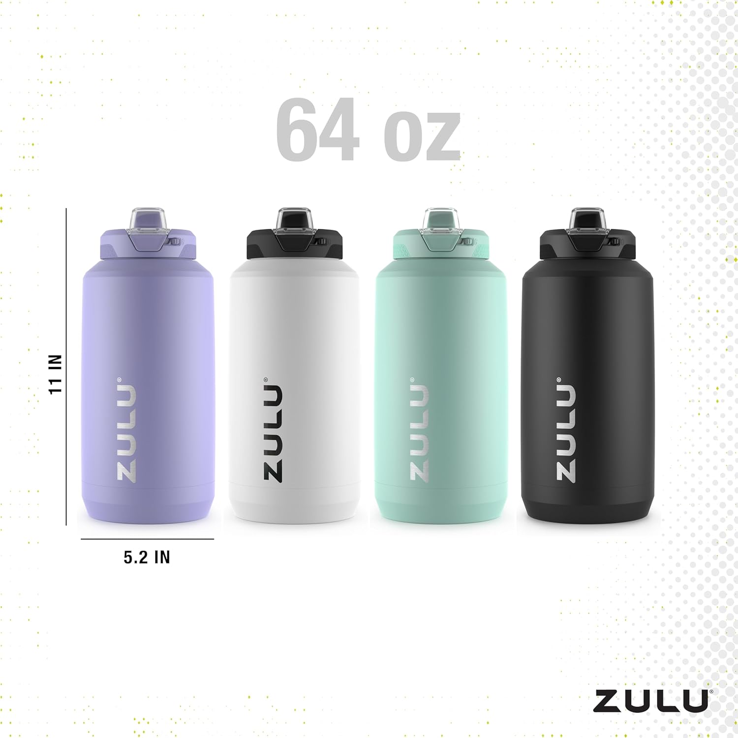 ZULU Goals Vacuum Insulated Large Capacity Stainless Steel Water Bottle | Reusable Jug Thermoses with Carry Handle | Leak-Proof Lid | Perfect for Travel, Workout, Gym, Hiking, Camping | 64oz, 101oz-3