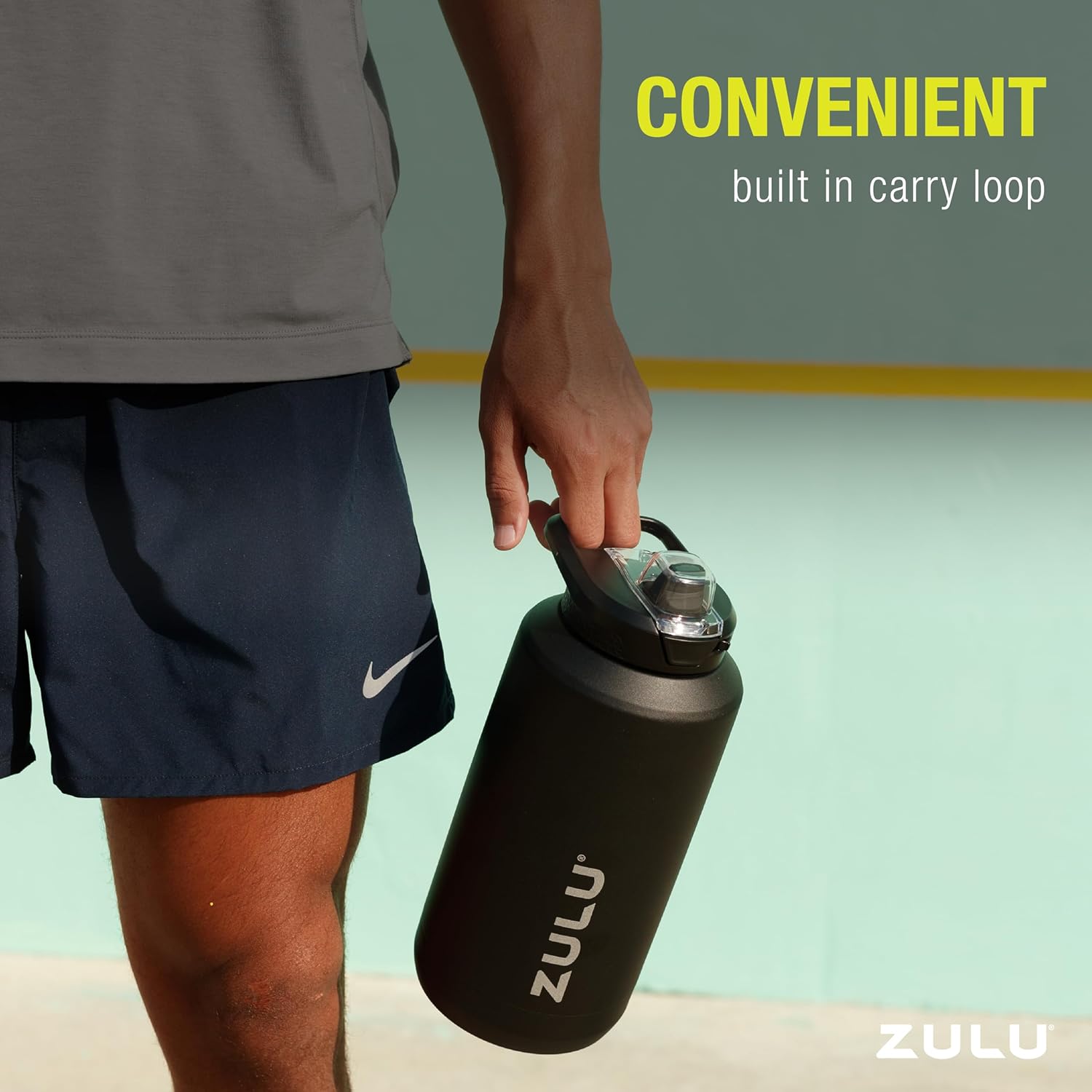 ZULU Goals Vacuum Insulated Large Capacity Stainless Steel Water Bottle | Reusable Jug Thermoses with Carry Handle | Leak-Proof Lid | Perfect for Travel, Workout, Gym, Hiking, Camping | 64oz, 101oz-4