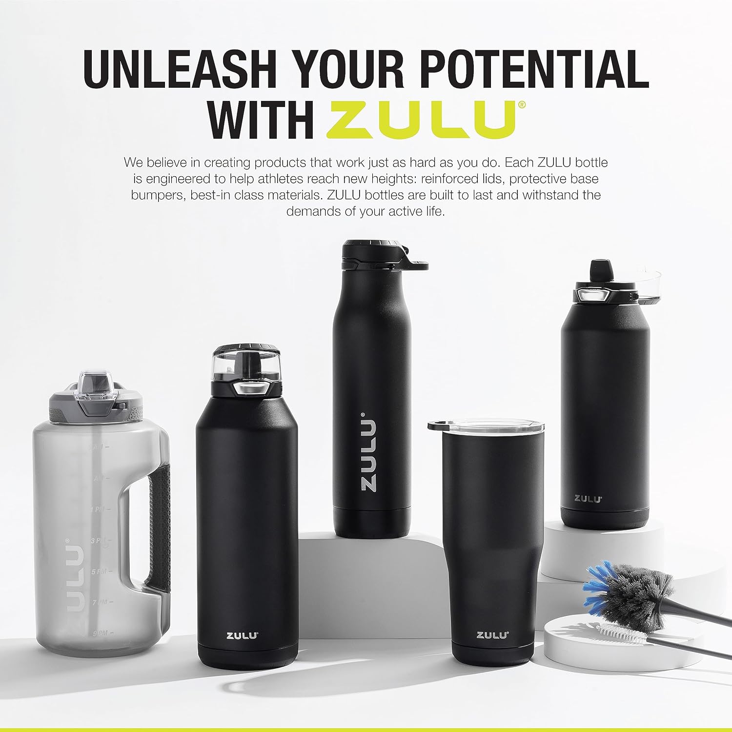 ZULU Goals Vacuum Insulated Large Capacity Stainless Steel Water Bottle | Reusable Jug Thermoses with Carry Handle | Leak-Proof Lid | Perfect for Travel, Workout, Gym, Hiking, Camping | 64oz, 101oz-8