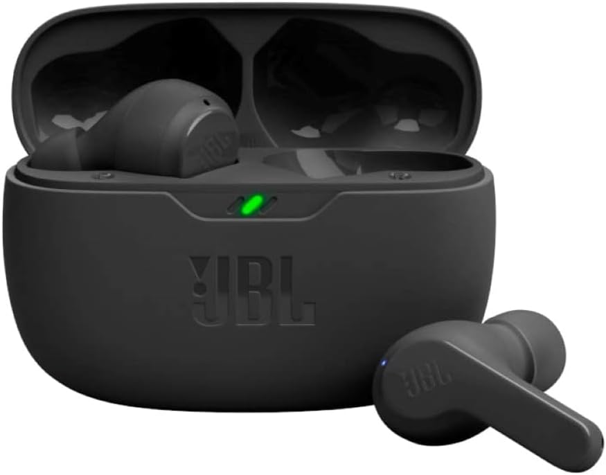 JBL Vibe Beam - True Wireless JBL Deep Bass Sound Earbuds, Bluetooth 5.2, Water & Dust Resistant, Hands-free call with VoiceAware, Up to 32 hours of battery life (Black)-0