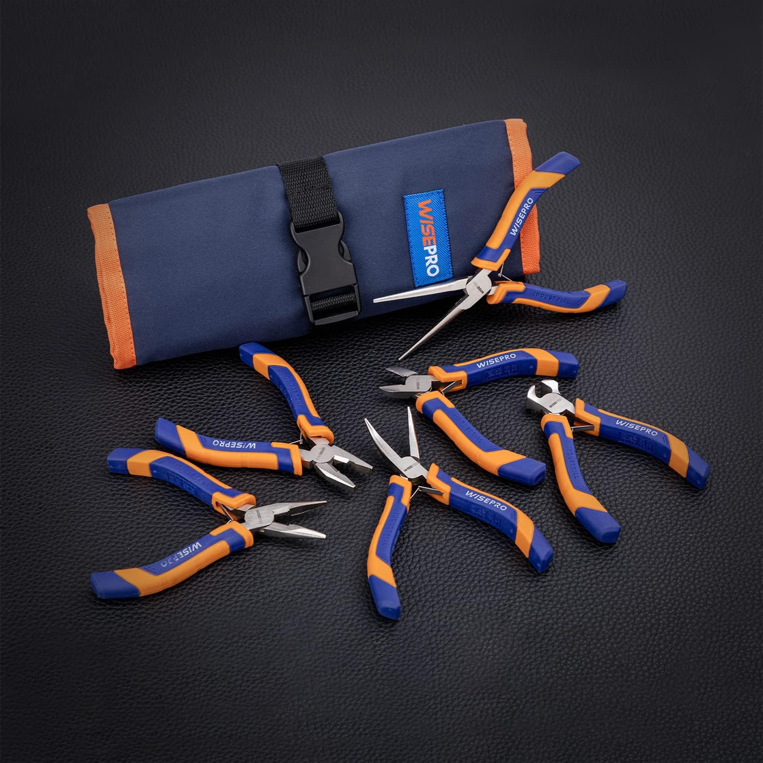 6 Pcs Mini Pliers Set with Pouch，Including Long/Needle/Curved Nose Pliers，Combination/End Cutting/Diagonal Pliers-3