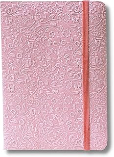 LEATHER VILLAGE Embossed Paper Cover Lined Journal Notebook - 7X5 inches - 180 Pages of 90 GSM Fine Paper - Softcover Diary- Pink Cover